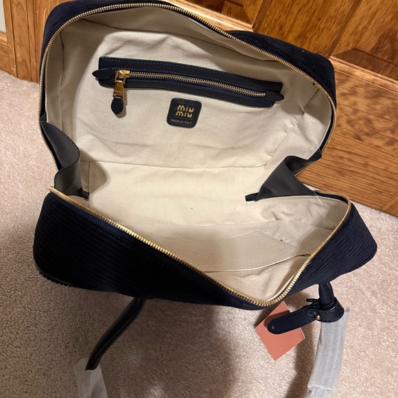 NEW Navy Corduroy Top Handle Tote Bag - Picture 3 of 4